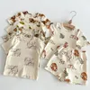 Milancel 0-5y Kids Pajama Set Cotton Animal Print Девочки для сна носить чистый хлопок Детский сон 240407