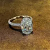 En kaliteli vintage oval kesim 4ct laboratuvar mossen elmas vaat yüzüğü 925 STERLING Gümüş Nişan Düğün Bandı Moissanite Yüzükler Kadın Mücevherleri