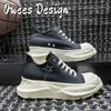 Chaussures décontractées Owees Design Broidered Platform Tolevas pour hommes et femmes Round Toe Lace-Up Souges Chunky Sneakers faits à la main de haute qualité