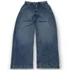 JNCO Streetwear Wide Leg Jeans Men Y2K Hip Hop Harajuku Eagle Embroidered Retro Casual Denim Pants Baggy High midjebyxor 240410