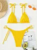 Dames badkleding sexy gele massieve micro bikini's sets driehoek beker string zwempak vrouwen zwempakken strandkleding badpakken bakini