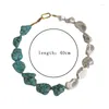 Choker onregelmatige natuurlijke blauwe turquoise shell kralen ketting voor haar Boheemse handgemaakte sieraden korte cadeau