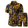 Casual shirts voor heren heren shorts set zomer gedrukt Hawaiiaans shirt homme korte man mannelijke print jurk sets plus maat