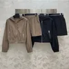 Casual Women Coats Set Long Sleeve Sporty Jacket Tops Outfits Elegant Woman Hooded Coat Shorts Set