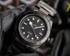 腕時計高級メンズ自動機械式時計ステンレススチールブレスレットフルグレーブラックベイセラミックレザーウォッチスポーツ42mm