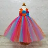 Fille robe filles rose fleur tutu robe enfants crochet tulle