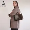 BACA FOXER BRAND CLASSY HANDS SACOS DE ombro feminino Handbag de couro de vaca Viagem Lady Lady Vintage Undermail Feminino Brown Tootes