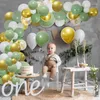 Decoração de festa 143pcs Balão verde Garland Arch Kit Balões de ouro de ouro branco para decorações de casamento de aniversário de chá de bebê