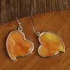 Boucles d'oreilles en peluche délicate couleurs argentés en métal pâte de motif jaune orange coeur pour femmes bijoux