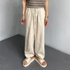 Men's Pants Mens Cotton Linen Casual Straight Leg Cinch Genderless 2024 Summer Fashion Simple Youth Thin Solid Color Unisex