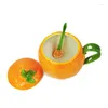 Tazas 2024 Fruit Fresa Taza de fresa de gran capacidad sandía de color naranja Cerámica Copa Copa Café Copa de té Personalidad Regalo CL90322