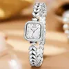 Armbandsur Olevs Luxury Silver Watch for Women Ladies Casual Crystal Armband Quartz Top Brand Creative Gift Relojes Para Mujer D240417