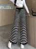 Pantalon féminin y2k coréen lâche élastique haute taille streetwear harajuku tricot à bande rayée à rayures vintage gothique gothique pantalon