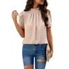 Women's T Shirts 2024 Fashionable And Sexy Tops Pleated Turtleneck Lace Short-sleeved Summer Formal Casual Ropa De Mujer