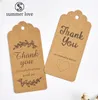 100 Pcs Lot Thank You Kraft Paper Cards Pretty Design Printing Fower Necklace Earring Hairpin Brooch Handmade Jewelry Packaging6752756