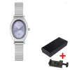Wristwatches Commuter Oval Steel Band Women's Watch In Korean Style Quartz Waterproof Business With Gift Box