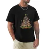 Мужские полосы забавные жирафы рождественская елка футболка декор негабаритные футболки летняя вершина