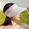Visor Ny stil Kvinnor tomt hatt för sommarsolshade/UV-skydd utomhus fritid/mode solhatt koreansk version av sporten y240417