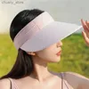 Visors New Style Womens emptop 모자 여름 선수/UV 보호 야외 레저/패션 선 모자 한국어 스포츠 Y240417