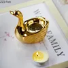 Titulares de vela Cerâmica Golden Swan titular Desk de decoração de casamento Centerpieces Candlestick Cera Melt Burner Creative Home Aroma Contêiner