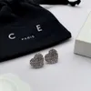 Designer Celine Jewelry Celins Celi Home Saijia New Love Boucles d'oreilles en diamant Full French Small and Popular High End Peach Heart Silver Needle Live Broadcast