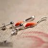 Stud Earrings Temperament Cloisonne Red Koi Fish Drop For Women Cute Daily Jewelry Gifts