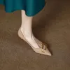 Schoenen voor vrouwen 2023 Zwart dames zomerschoenen puntige teen met middelgrote hakken chic en elegante Stilito non -slip een echt merkteken