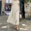 Abiti casual 2024 abito da spiaggia a manicotto a manicotto corto da donna per estate da donna Solid Elegant Party Midi Sunspess Kaftan Vestidos Femmina femmina