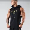 Summer Hooded Tank Tops Men Gym Fitness Bodybuilding Sport Sleeveless Hoodie Male Casual Cotton Stringer Singlet Vest Clothing 240410