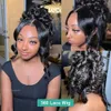 Brazilian Hair 30 40 Inch Body Wave 13X4 HD Transparent Frontal 360 Lace Front Glueless Black Synthetic Closure Wig