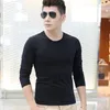 Mens T-shirt Solid Long-sleeved Solid Bottoming Shirt Slim O-neck Smooth Loose Autumn White Black Oversize Casual Full 240412