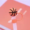 3D Soft Stroh Topper 10mm Basketball Fußball Sport Strohhalm Charms Decoration Staubstopfen Cover Cap Accessoires