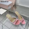 Vestido sapatos rosa redondo de pé de pérola de salto alto para mulheres de seda de verão