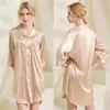 Vêtements de nuit pour femmes Summer grande taille de chemise en vrac Bouton Cardigan Nightgown Sexe