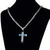 Pendant Necklaces Siver Blue Color Stainless Steel Cross Byzantine Chain Fashion Men And Women Jewelry Wholesale