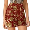 Skirts Gold & Dark Red Floral Damask Pattern Summer Women'Sshorts Skirt 2 In 1 Fitness Yoga Tennis Damasks