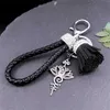 Keychains Lanyards Stainless Steel Yoga Lotus Keychain for Women/Men Silver Color Chakra Symbol Flower Key Holder Accessories Buddhism Jewelry Y240417
