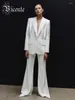 Women's Two Piece Pants VC White Pieces Set Women 2024 Spring Fashion High Streetwear Sequin Design Long Sleeves Blazer Coat Suit