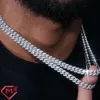 Elegante Hiphop -Felsenkubankette Halskette für Rapper Eced 8 mm kleiner Größe Real 925 Silber Moissanite Cuban Link Kette