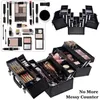 Kosmetiktaschen Joligrace Make -up Zughülle Professional einstellbar - 6 Tabletts Kosmetikkoffer Make -up -Aufbewahrungsorganisator Box mit Schloss und CompartM L410