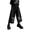 メンズパンツメン竹のプリントストリートウェアダークブラックファッションルーズカジュアルワイドレッグ女性プラスサイズのスカートパンツバギーズボン
