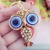 Klapety smyczy Dalaful Big Porcelain Eye Owl Rhinestone Kryształowe Klasyna Bieciki Kliny wiszą