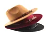 Stikte rand hoeden 2021 Klassieke Britse fedora hoed mannen vrouwen imitatie wollen winter solide kleur vilt mode jazz chapeau hele7866305