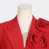 Kvinnors kostymer kvinnor blazer 2024 Temperament Single Breasted Rose Stitch Ladies Red Coat Fashion Sacka Jacket