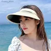 Visors Summer Big Brim Small UV Sun Protection Hat Influenceur en ligne Fashion Topless Hat Feme Feme Protection Soleil Soleil Vinyl Paille Y240417