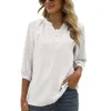 Lente/zomer nieuwe dames stand -up nek middelste mouw shirt jacquard pluche bal casual losse top