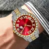Наручительные часы Iced Out Watch Men Luxury Brand Full Diamond Mens Watch Aaa CZ Quartz Waterproane Hip Hop Male Gift для D240417
