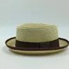 Berets Classic Porkpie Hut Stroh Schweinekuchen für Männer Frauen Bogenrolle Brim Fedora Sun Summer Trilby Jazz Vintage Filz