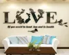 3D LEAF LOVE Wall Autocollants Lettrage Art Quote Autocollant pour le salon chambre à coucher acrylique mural mural amovible art art intérieur décor7642819