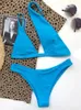 Kvinnors badkläder Asymmetriska bikinier 2024 One Shoulder Bikini Women Swimsuit Kvinna ihålig ut två stycken Set Bathing Suit Swim